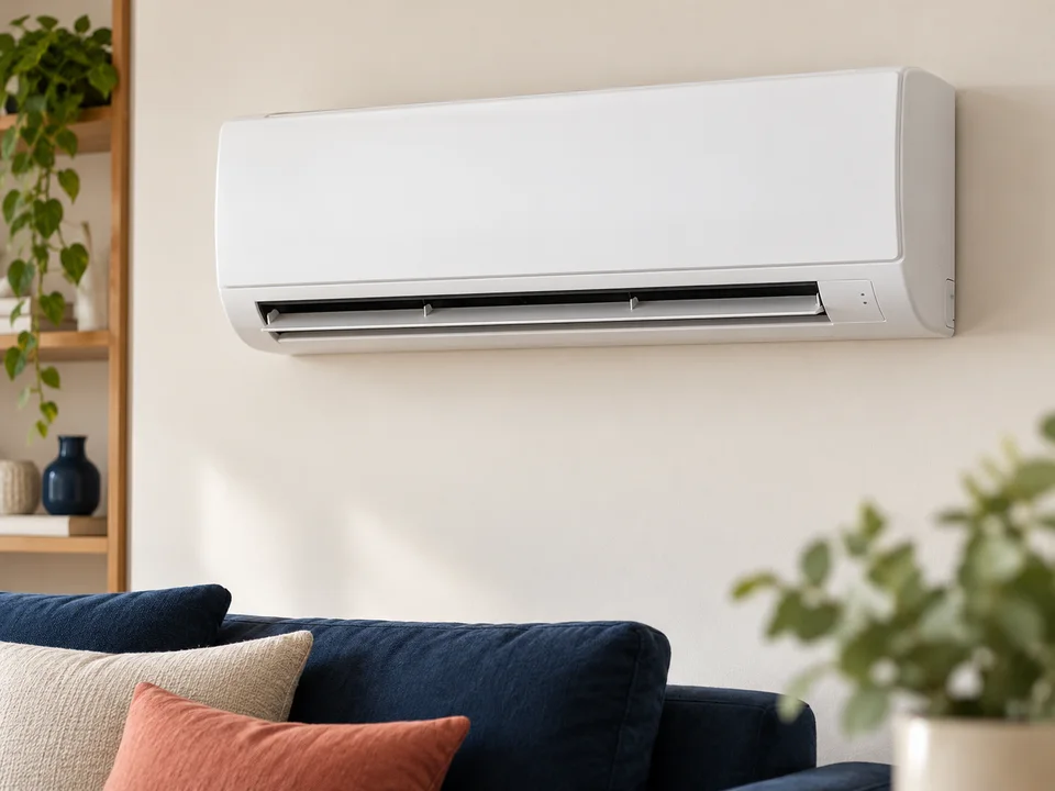 Wall-mounted air conditioner in a living room